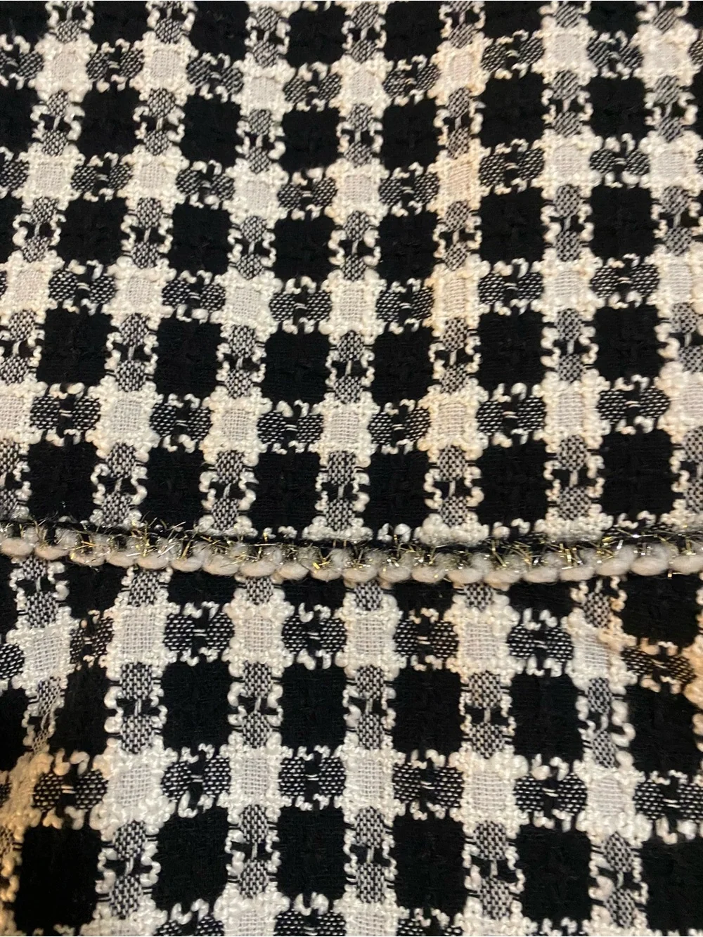 Blueberi Boulevard Girls 3T Black White Silver Trim Tweed Check Print Open Coat